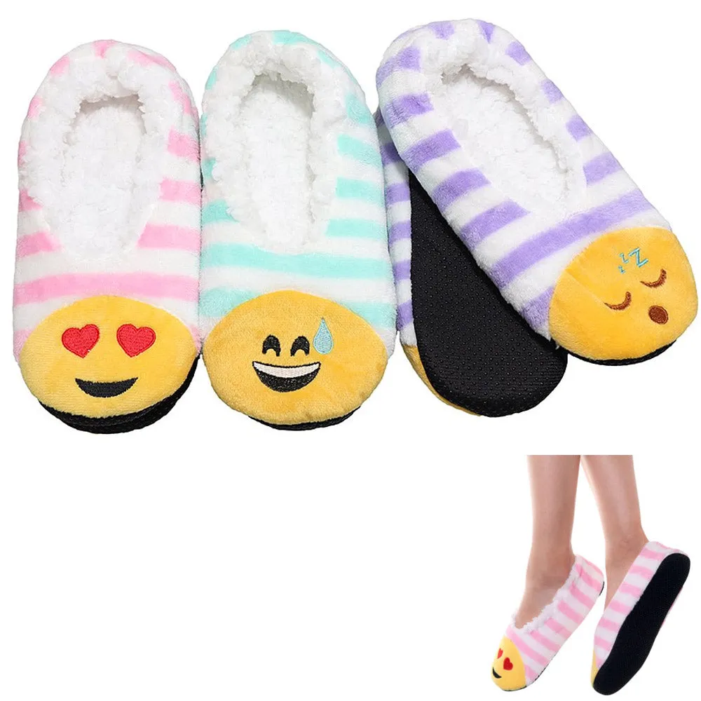 2 Pairs Slippers Cozy Warm Sherpa Indoor Non-Slip Socks Fun Xmas Gift 9-11