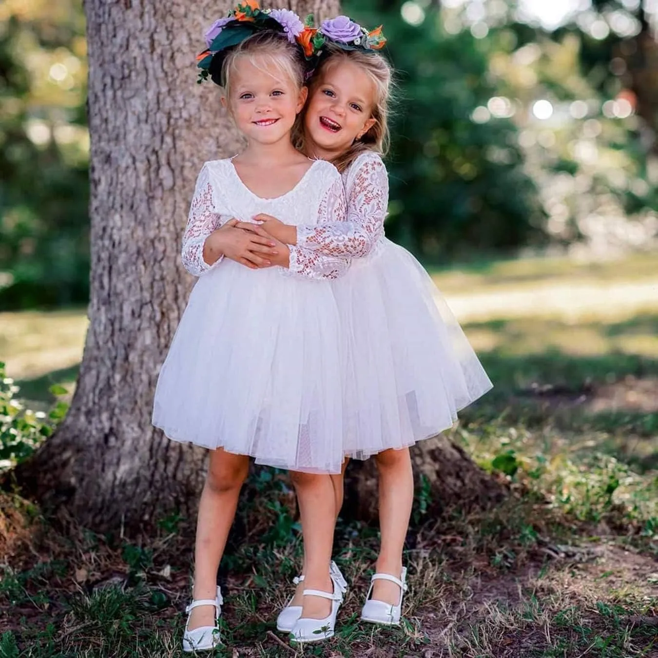 2Bunnies Girl Peony Lace Back A-Line Straight Tutu Tulle Party Flower Girl Dress