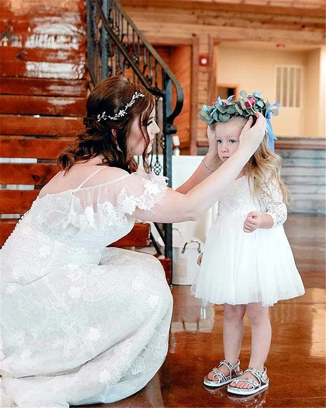 2Bunnies Girl Peony Lace Back A-Line Straight Tutu Tulle Party Flower Girl Dress