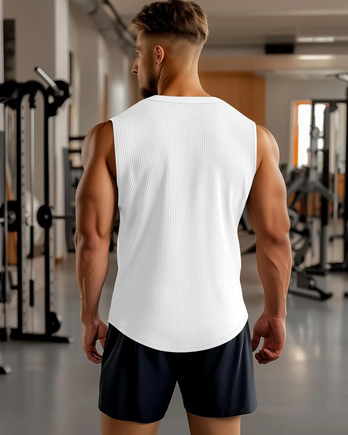 3 Pcs Men's Big and Tall Tank Top Ribbed Plus Size Sleeveless Henley Shirt Crewneck T Shirt 1X-5X