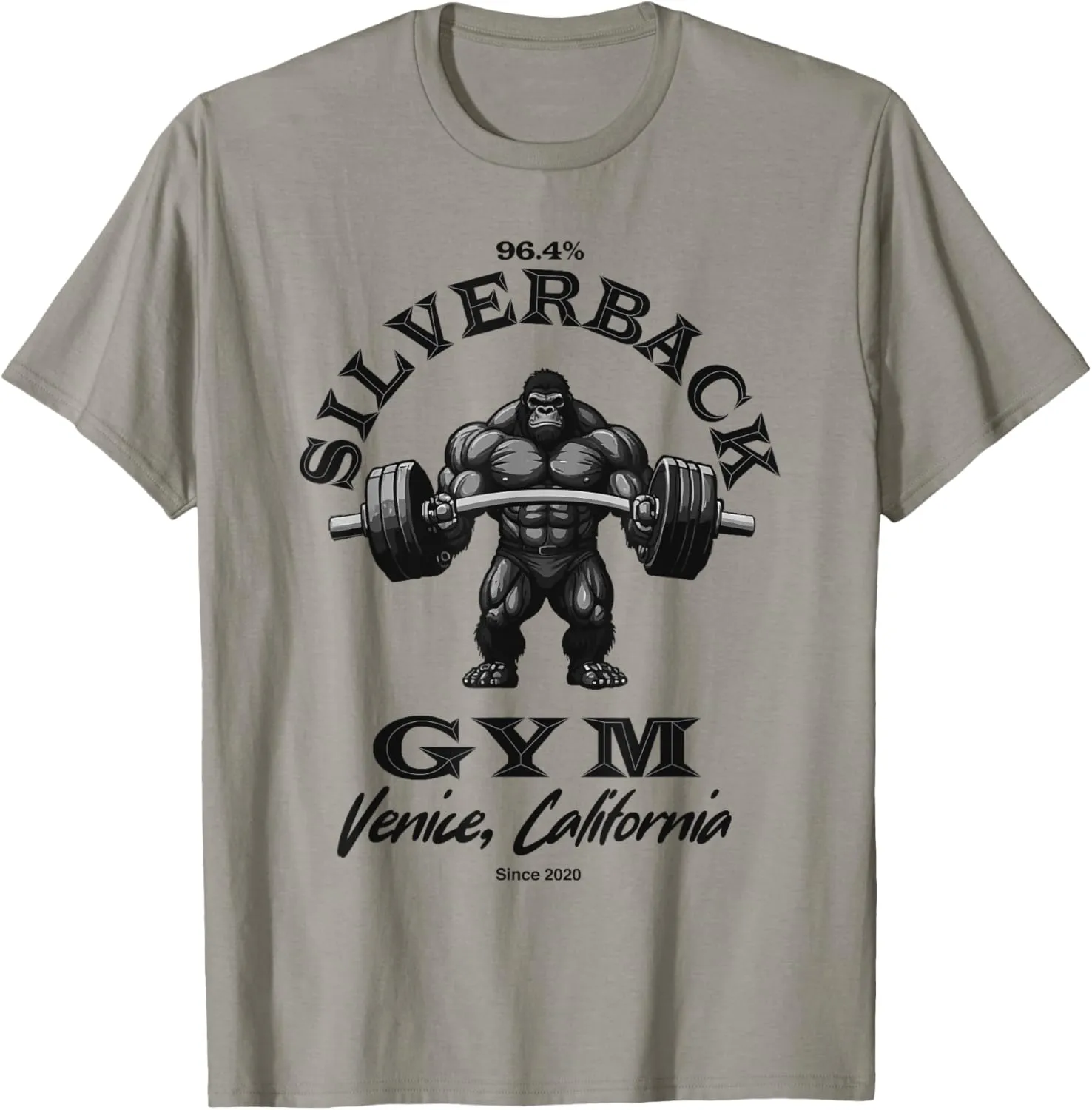 96.4% Silverback Gorilla Gym Apparel Body Building Ape T-Shirt, Unisex-Adults, Grey, Small, Short Sleeve, T-Shirt