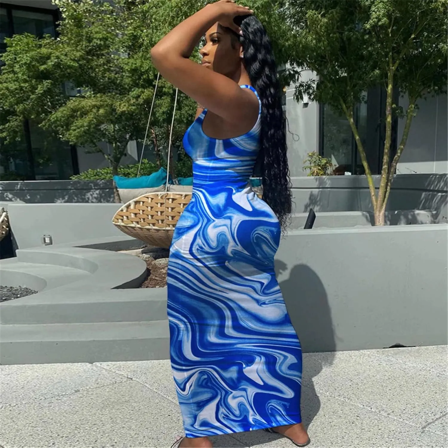 Adogirl Women's Sexy Summer Casual Slit Scoop Neck Ottoman Rib Club Beach Basic Long Bodycon Maxi Tank Dress Sun Dresses