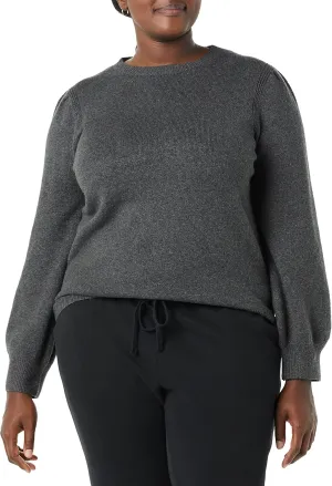 Amazon Essentials Women's Soft Touch Pleated Shoulder Crewneck Sweater
