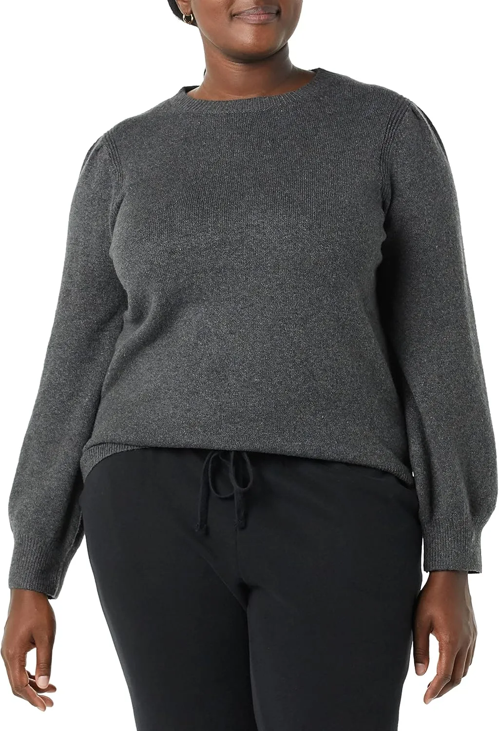 Amazon Essentials Women's Soft Touch Pleated Shoulder Crewneck Sweater