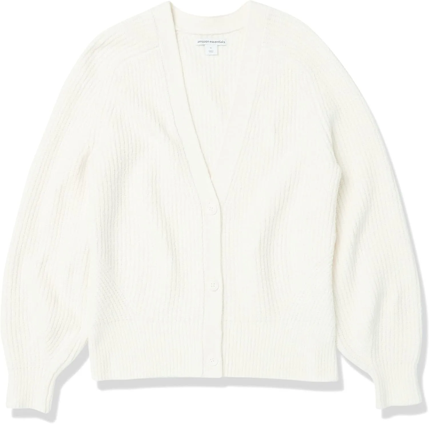 Amazon Essentials Women's Soft Touch Ribbed Blouson Cardigan - Discontinued Colors
