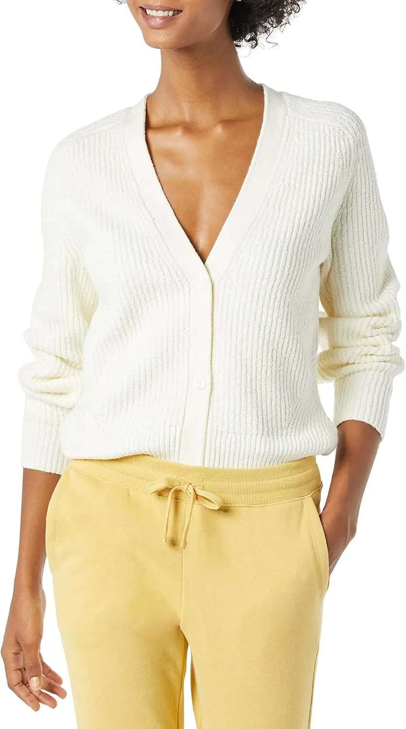 Amazon Essentials Women's Soft Touch Ribbed Blouson Cardigan - Discontinued Colors