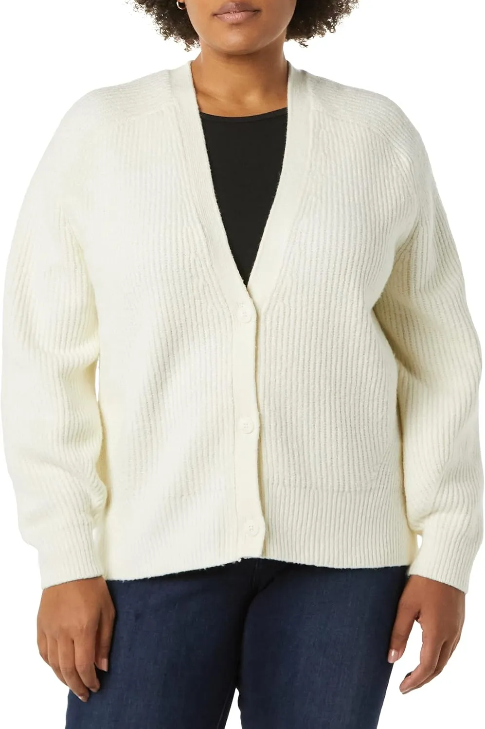 Amazon Essentials Women's Soft Touch Ribbed Blouson Cardigan - Discontinued Colors