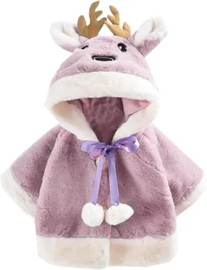 Baby Girl Christmas Hoodie Jacket Kids Toddler Hooded Cape Coat Winter Cloak Dress Coat Fuzzy Cute Cardigan Outwear