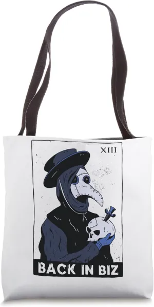 Back in biz Death Plague Doctor Mask Funny Art Design Tote Bag
