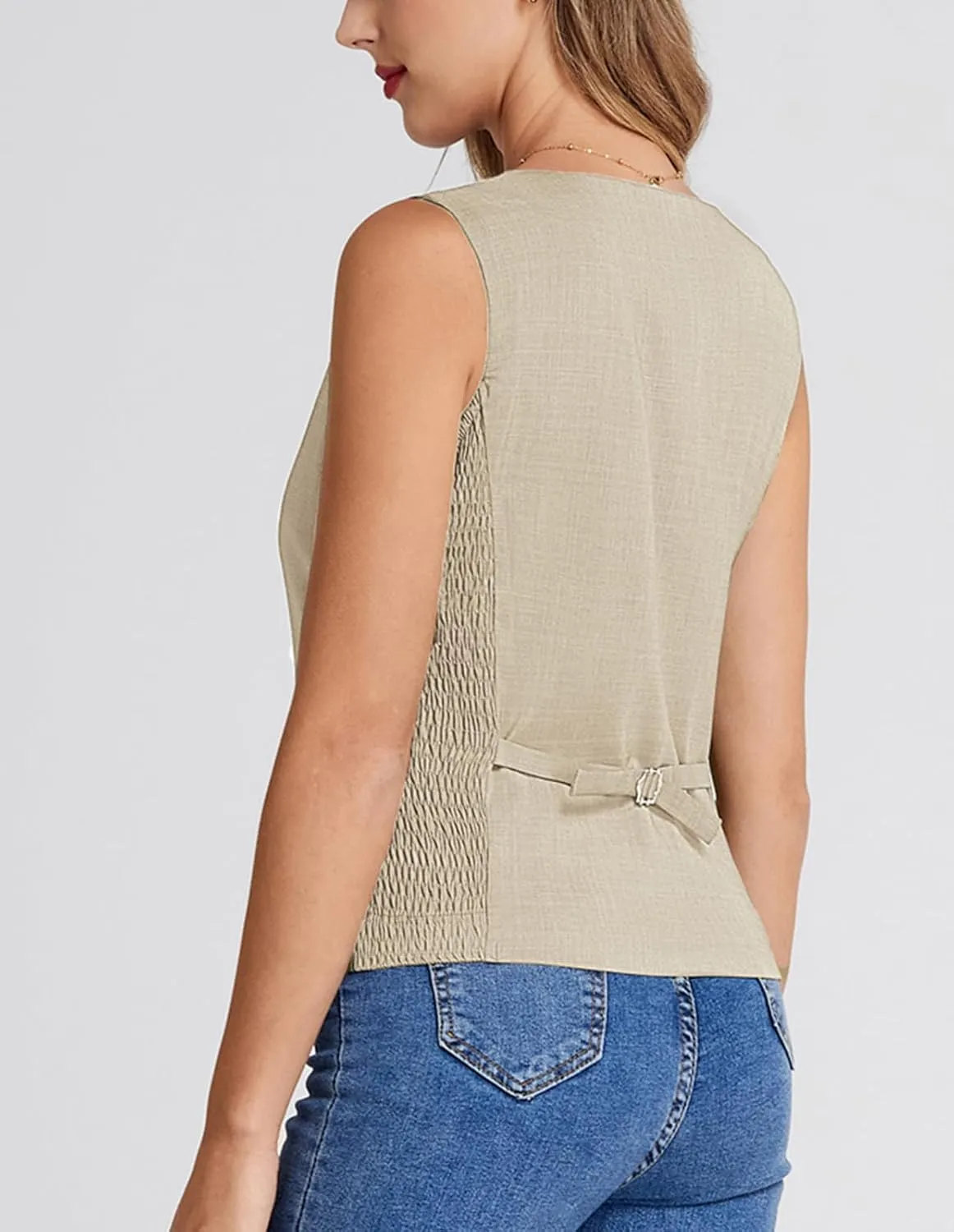 Belle Poque Women Suit Vest Button Down Dressy Vest Tops Waistcoat with Pockets