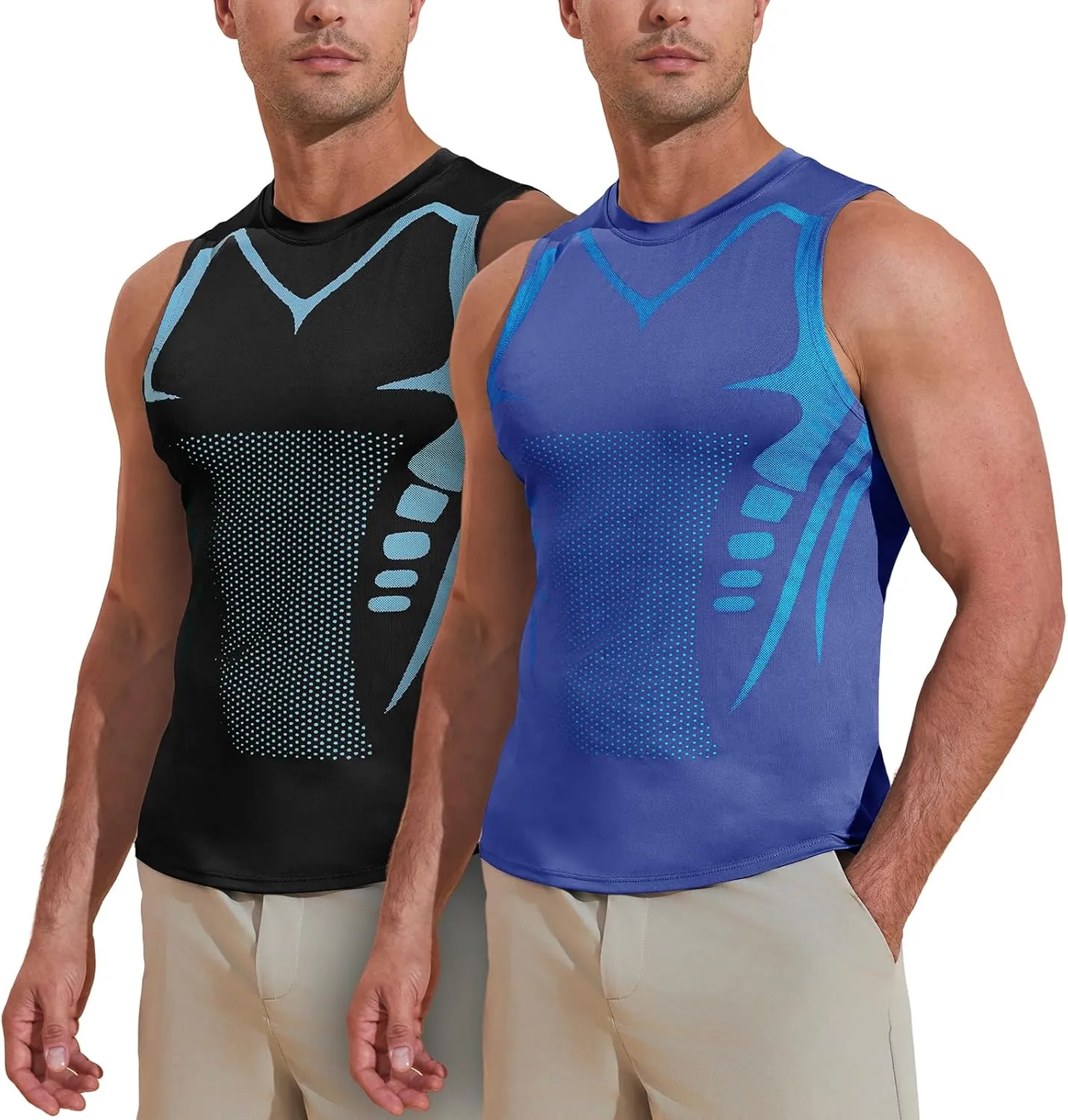 Beotyshow Ionic Shaping Sleeveless Shirt Gynecomastia Compression Shirts Slimming Body Shaper Vest Shapewear Tank Top for Men