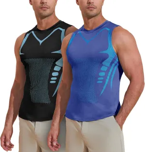 Beotyshow Ionic Shaping Sleeveless Shirt Gynecomastia Compression Shirts Slimming Body Shaper Vest Shapewear Tank Top for Men
