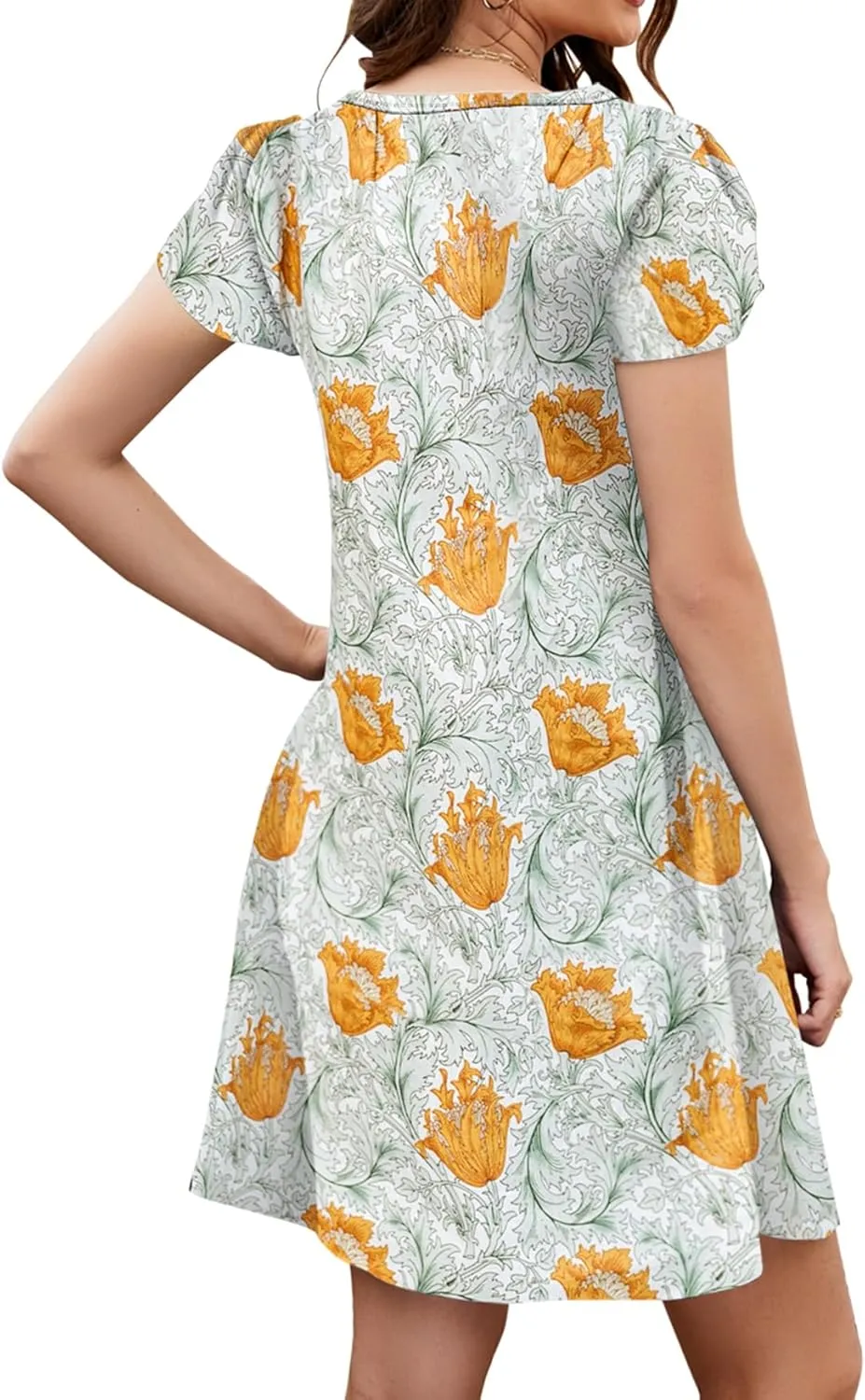 Bluetime Summer Dresses for Women 2025 Beach Boho Sundress Short Sleeve Pockets Loose Casual Tshirt Dress