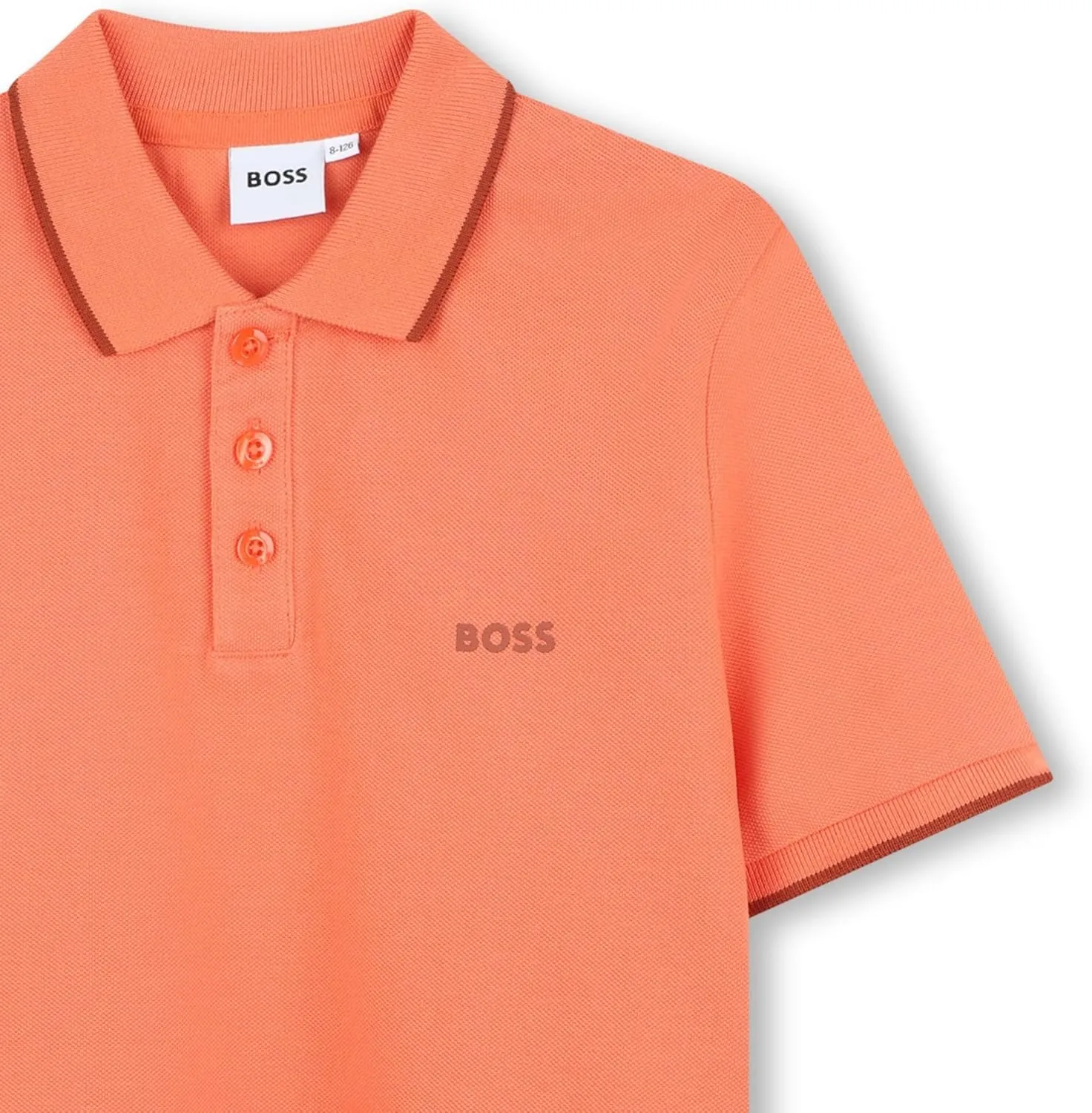 BOSS Boys Short Sleeve Knit Polo Shirt, Soft and Breathable, School Uniform with Striped Collar