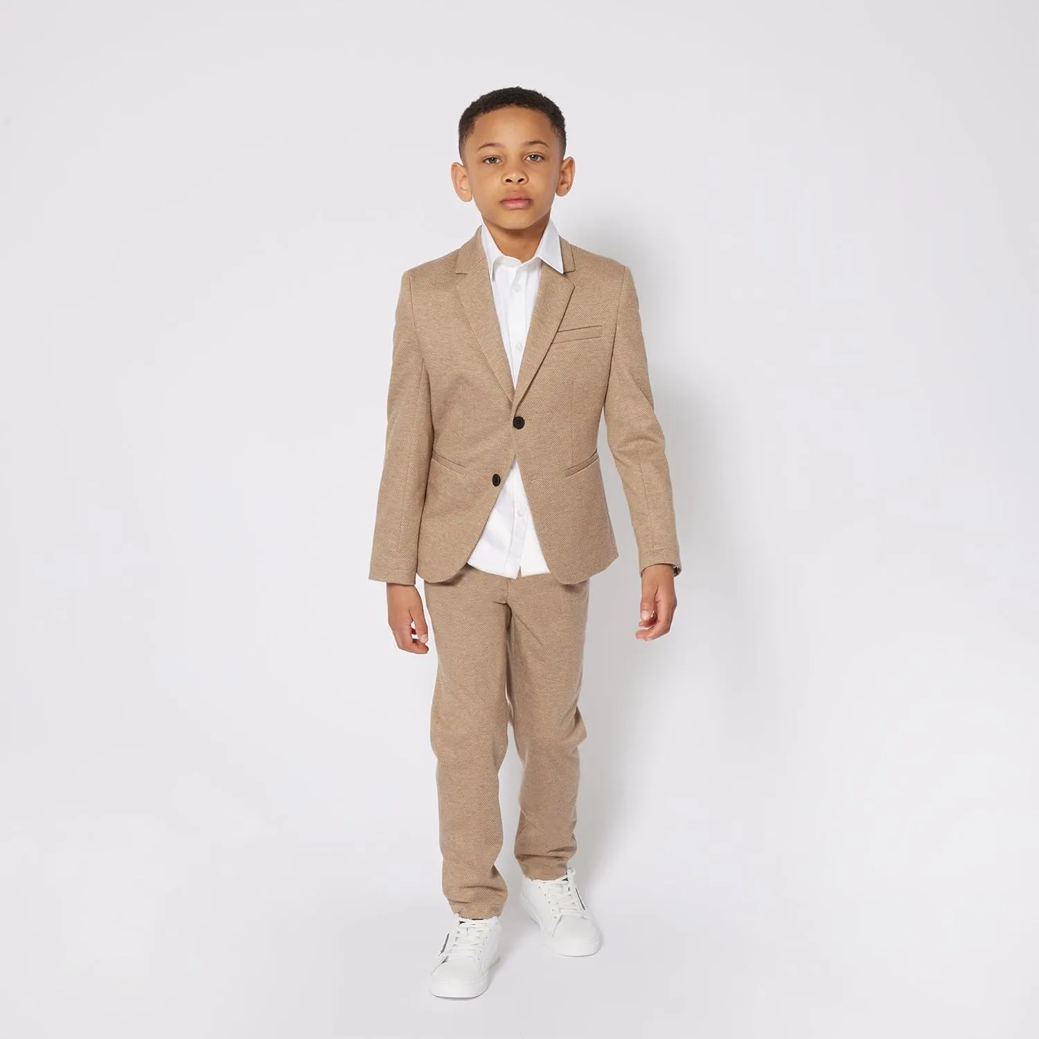 BOSS Boys Short Sleeve Knit Polo Shirt, Soft and Breathable, School Uniform with Striped Collar
