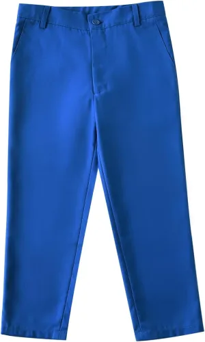 Boys Dress Pants Adjustable Waist Flat Front Pant Wedding School Uniforms Pants