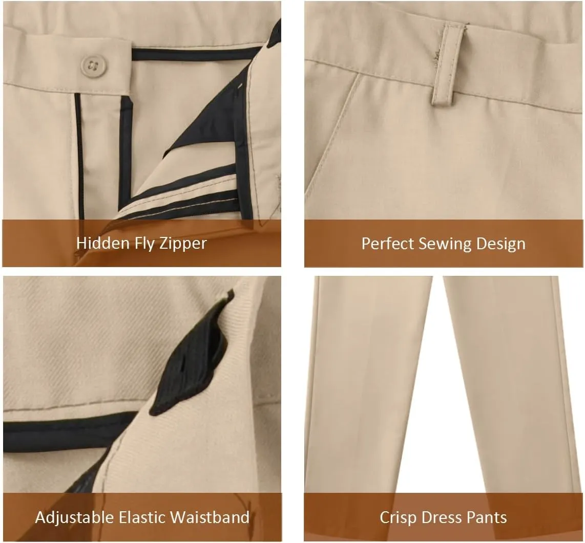 Boys Dress Pants Formal Flat Front Children School Uniform Pants for Boy