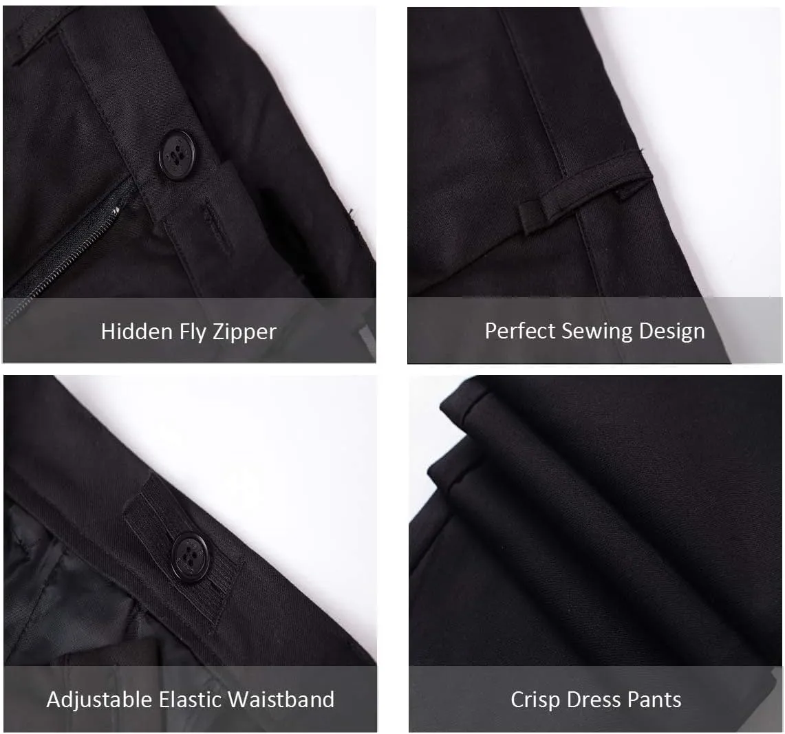 Boys Dress Pants Formal Flat Front Children School Uniform Pants for Boy