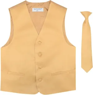 BOY'S Dress Vest & NeckTie Solid PINK Color Neck Tie Set