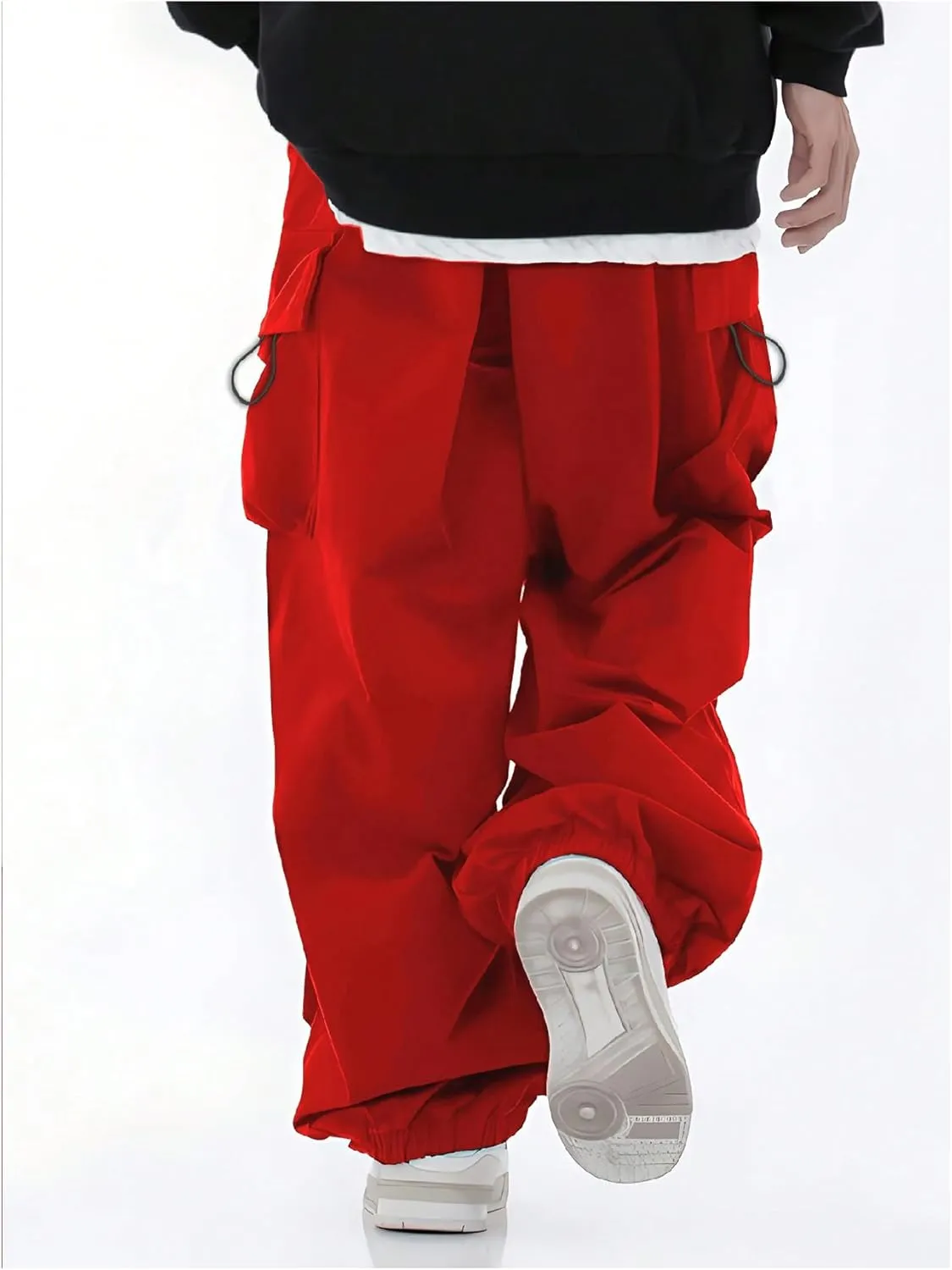 Boy's Wide Leg Cargo Pants Drawstring Waist Baggy Track Pants Trousers Streetwear