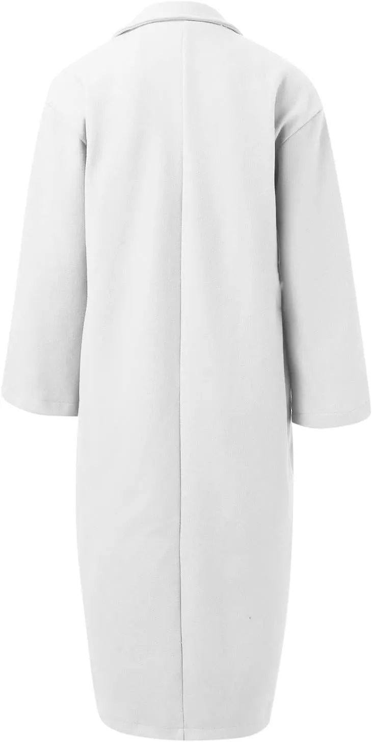 BTDECLAR Women's Trench Coats 2024 Lapel Open Front Long Sleeve Peacoat Winter Warm Loose Fit Wool Blend Cardigan