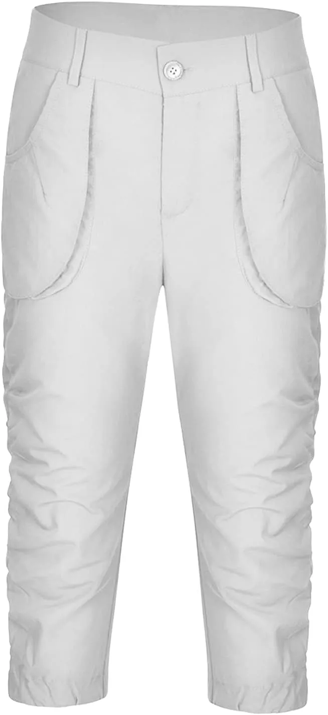 Capri Pants for Women Casual Comfy High Waisted Travel Outdoor Cargo Hiking Harem Pants Ruched Jogger Sweatpants