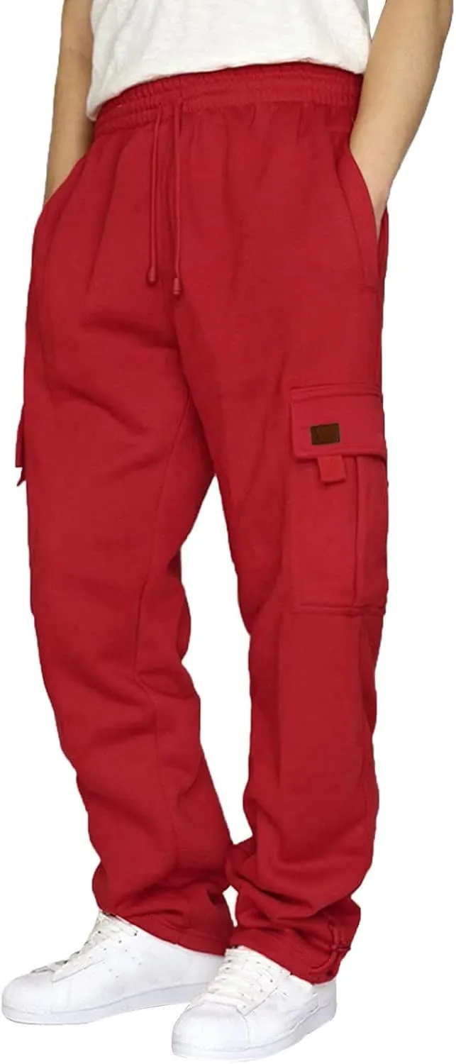 Cargo Pants For Men Men's Fashion Heavyweight Cargo Fleece Sweatpants Stretch Elastic Sports Jogger Trousers Pants