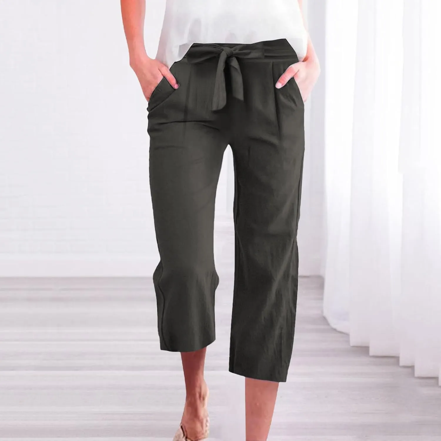 Cargo Pants Women Work,Womens Sweatpants Wide Leg Straight Leg Low Rise Petite Linen Cotton Capris