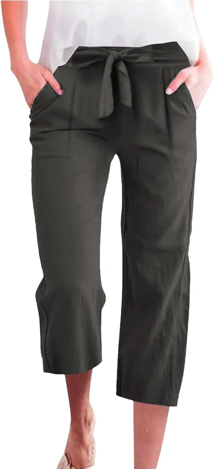 Cargo Pants Women Work,Womens Sweatpants Wide Leg Straight Leg Low Rise Petite Linen Cotton Capris