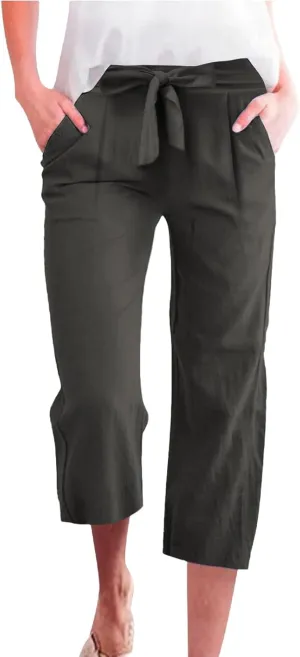 Cargo Pants Women Work,Womens Sweatpants Wide Leg Straight Leg Low Rise Petite Linen Cotton Capris