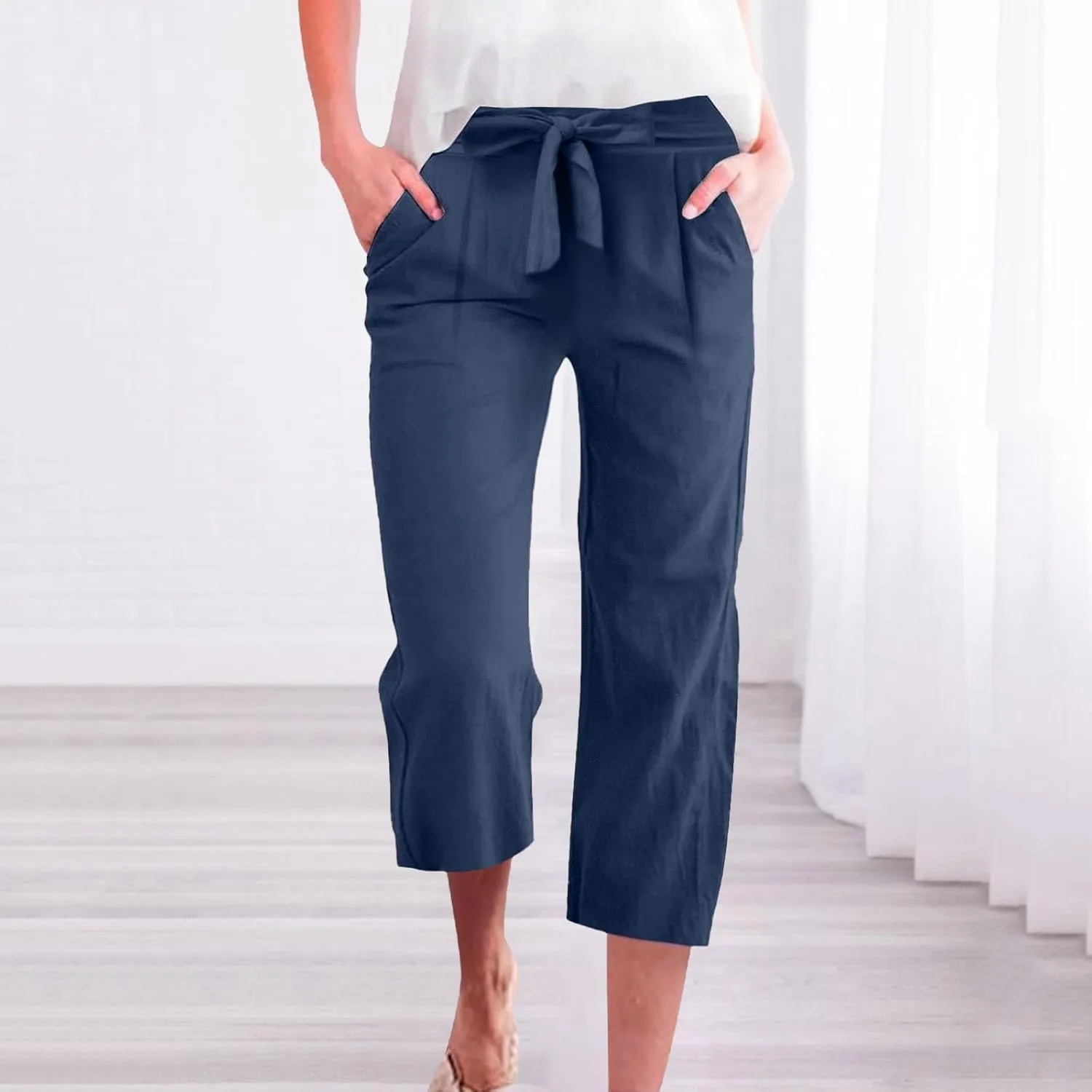 Cargo Pants Women Work,Womens Sweatpants Wide Leg Straight Leg Low Rise Petite Linen Cotton Capris