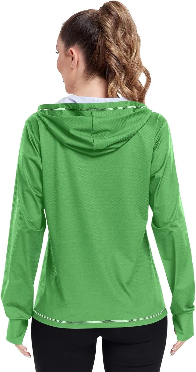 Celadon Womens Sun Protection Shirts Lightweight Long Sleeve Sun Shirt for Hiking Outdoor Women's Hoodie Zip Front Rash Guard