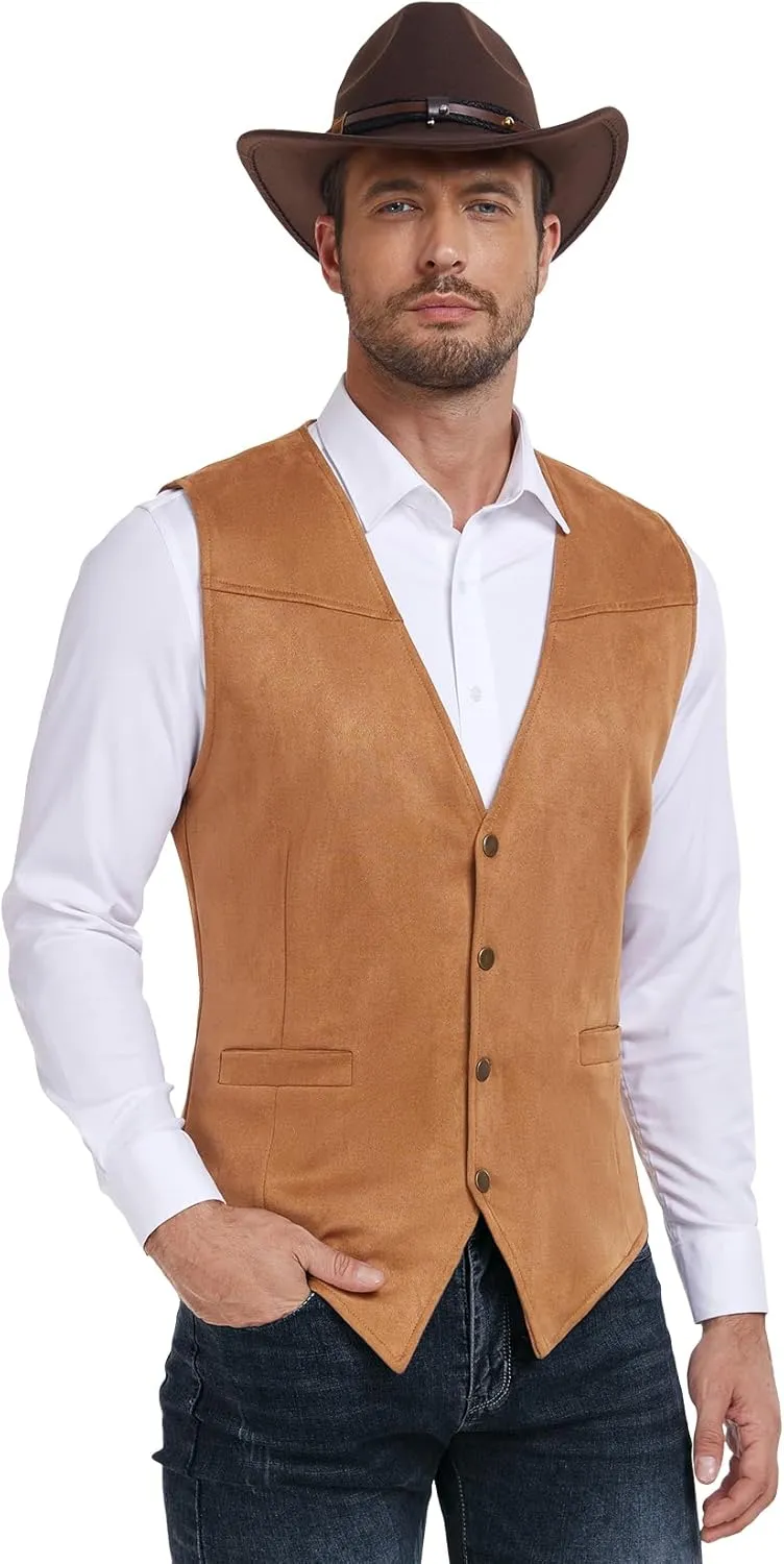 Century Star Men's Vests Casual Suit Vests Dress Western Wear Cowboy Wedding Slim Fit Waistcoat Renaissance Pirate Medieval