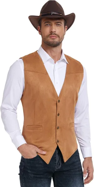 Century Star Men's Vests Casual Suit Vests Dress Western Wear Cowboy Wedding Slim Fit Waistcoat Renaissance Pirate Medieval