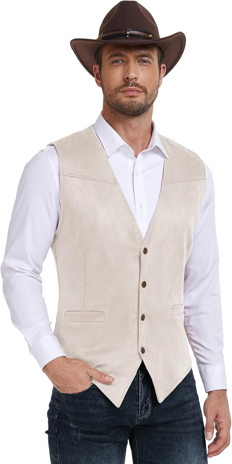 Century Star Men's Vests Casual Suit Vests Dress Western Wear Cowboy Wedding Slim Fit Waistcoat Renaissance Pirate Medieval