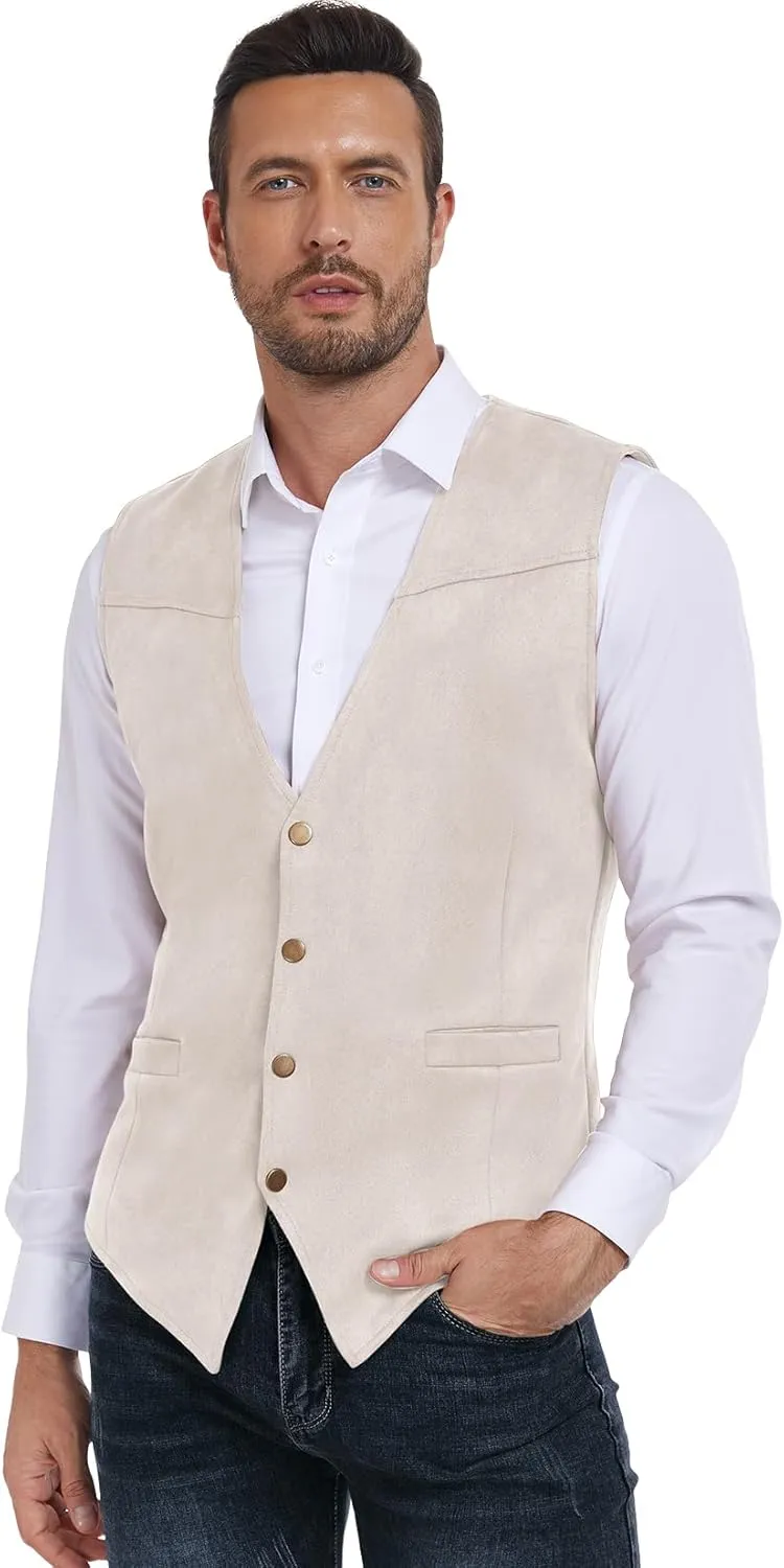 Century Star Men's Vests Casual Suit Vests Dress Western Wear Cowboy Wedding Slim Fit Waistcoat Renaissance Pirate Medieval