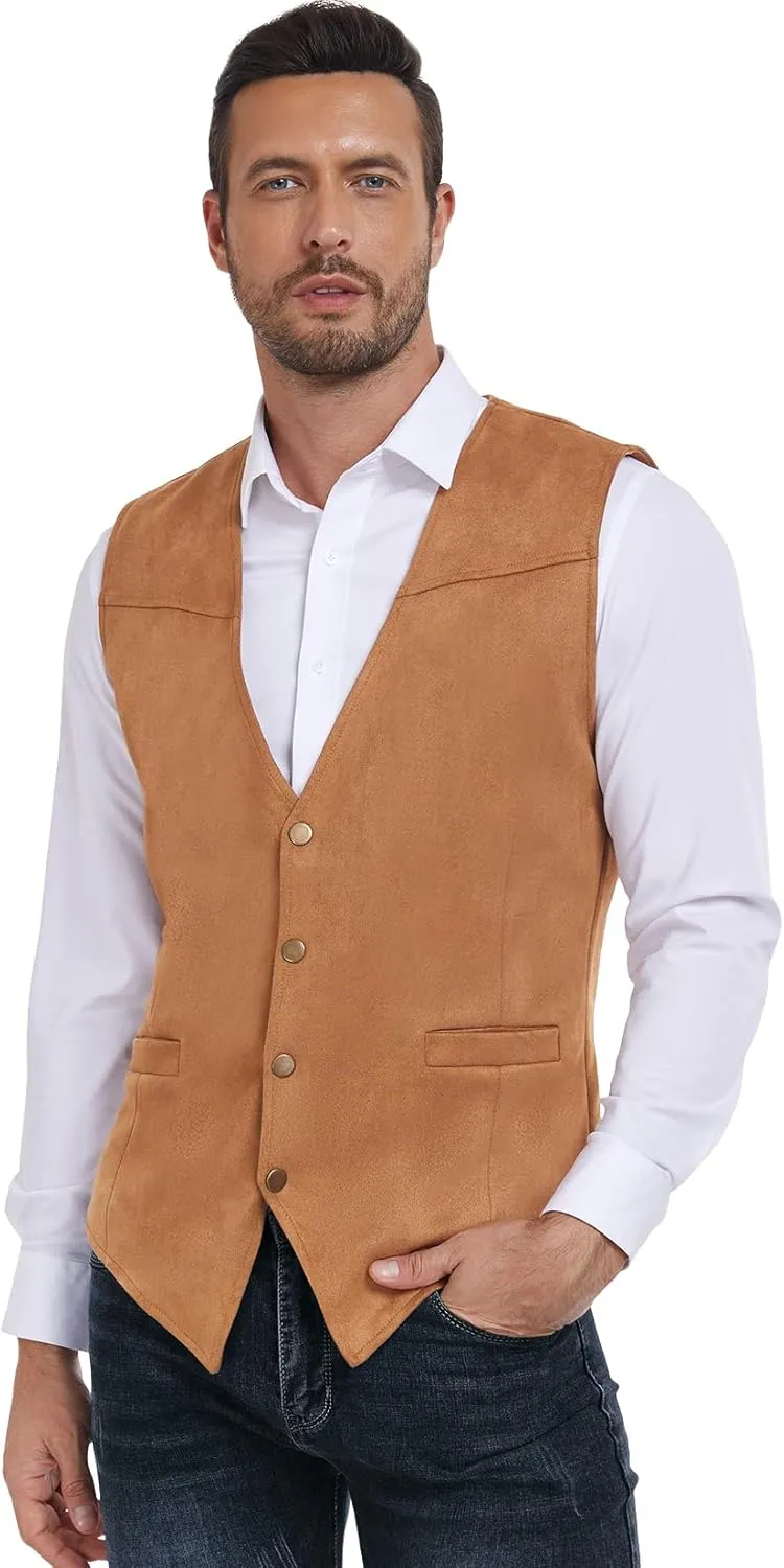 Century Star Men's Vests Casual Suit Vests Dress Western Wear Cowboy Wedding Slim Fit Waistcoat Renaissance Pirate Medieval