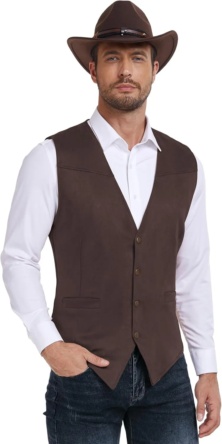Century Star Men's Vests Casual Suit Vests Dress Western Wear Cowboy Wedding Slim Fit Waistcoat Renaissance Pirate Medieval