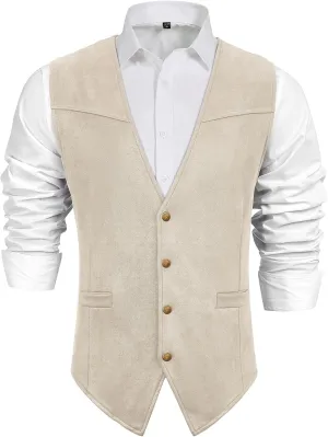 Century Star Men's Vests Casual Suit Vests Dress Western Wear Cowboy Wedding Slim Fit Waistcoat Renaissance Pirate Medieval