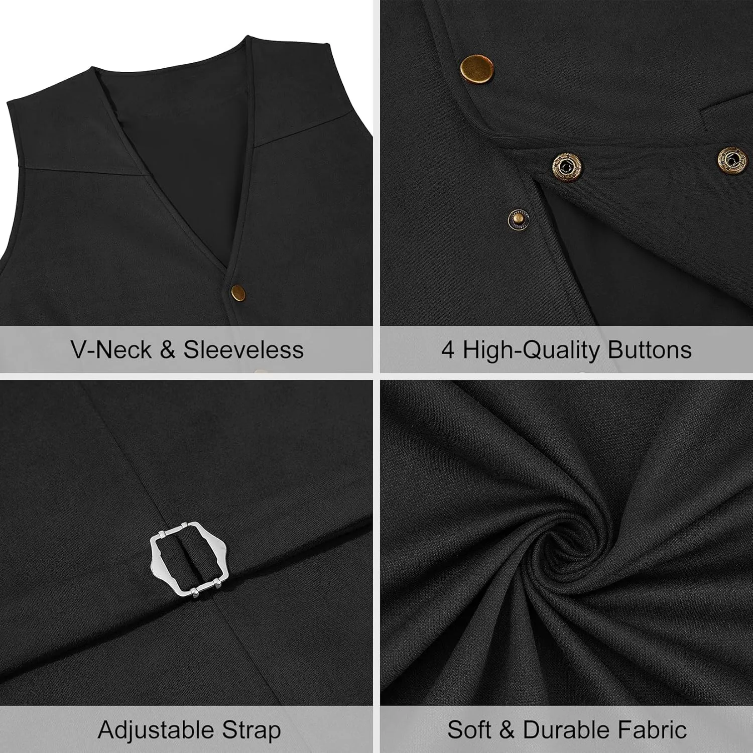 Century Star Men's Vests Casual Suit Vests Dress Western Wear Cowboy Wedding Slim Fit Waistcoat Renaissance Pirate Medieval