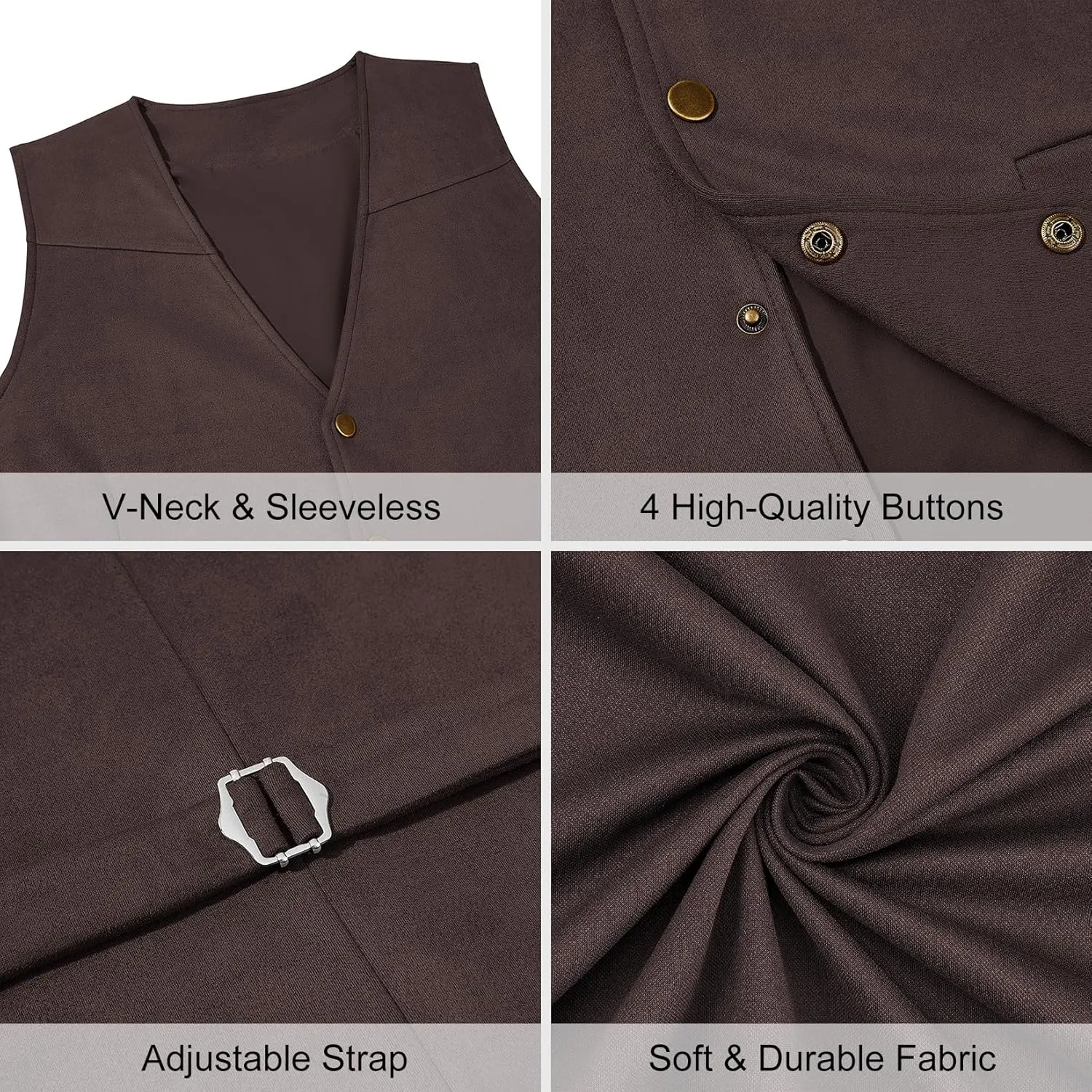 Century Star Men's Vests Casual Suit Vests Dress Western Wear Cowboy Wedding Slim Fit Waistcoat Renaissance Pirate Medieval