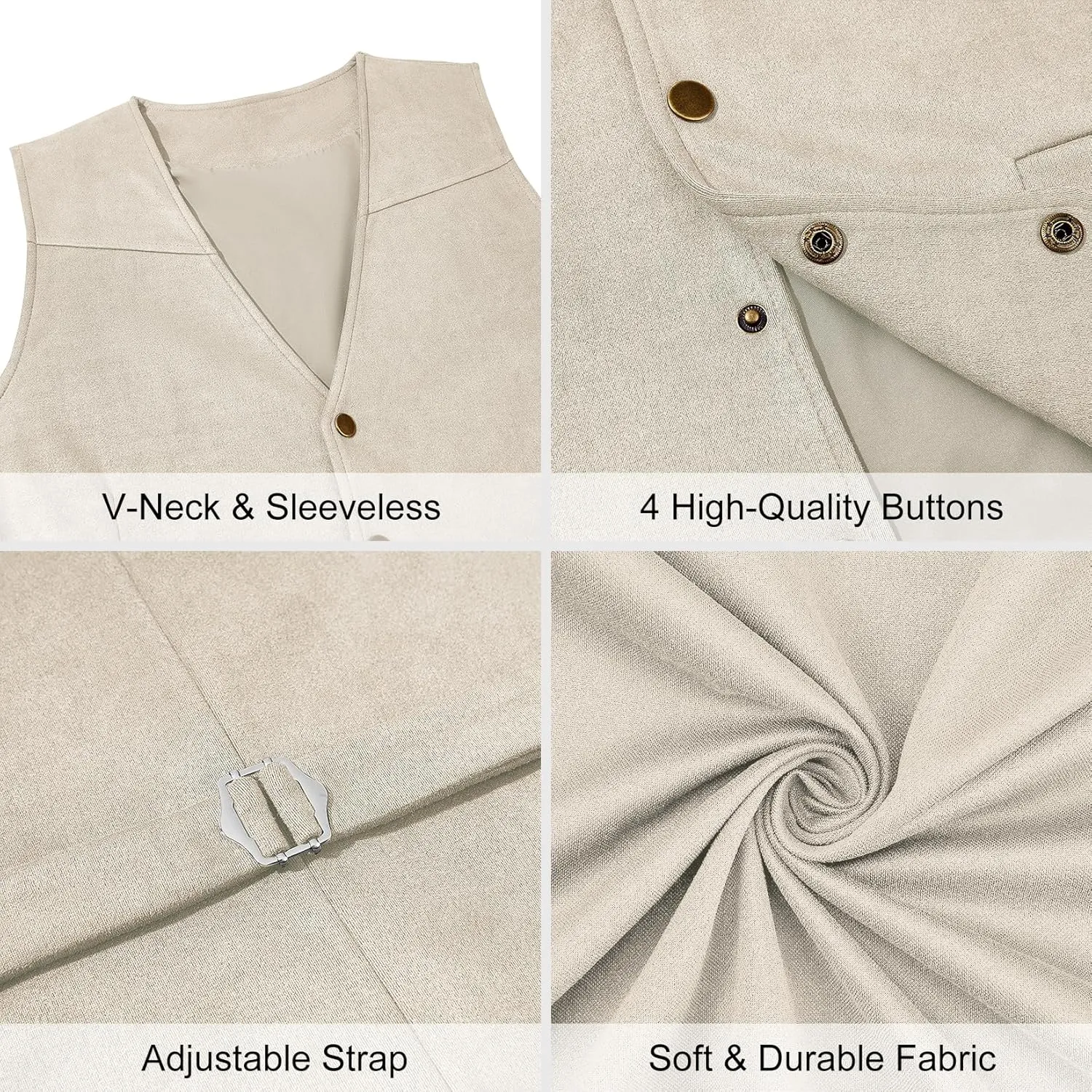 Century Star Men's Vests Casual Suit Vests Dress Western Wear Cowboy Wedding Slim Fit Waistcoat Renaissance Pirate Medieval
