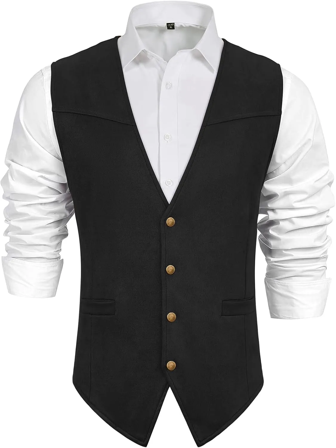 Century Star Men's Vests Casual Suit Vests Dress Western Wear Cowboy Wedding Slim Fit Waistcoat Renaissance Pirate Medieval
