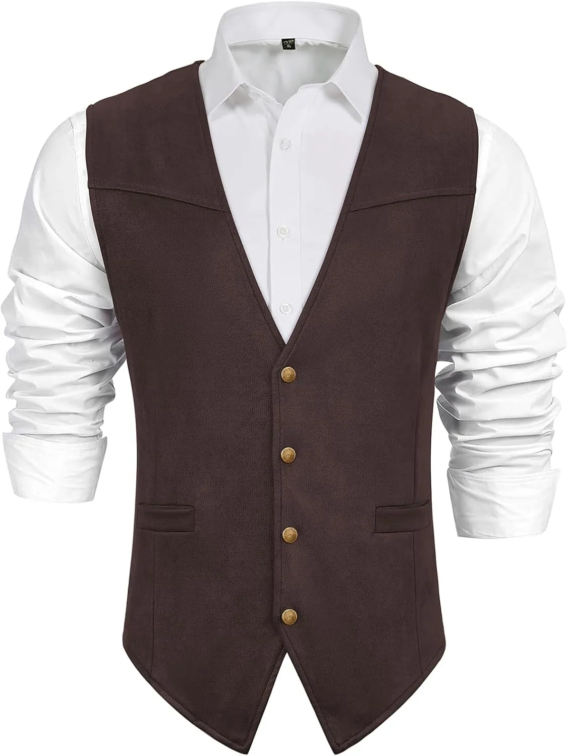 Century Star Men's Vests Casual Suit Vests Dress Western Wear Cowboy Wedding Slim Fit Waistcoat Renaissance Pirate Medieval