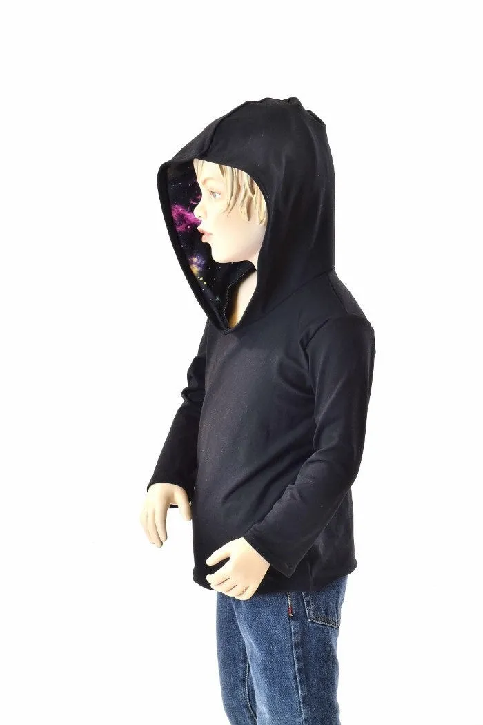 Childrens Black Soft Knit Galaxy Hoodie