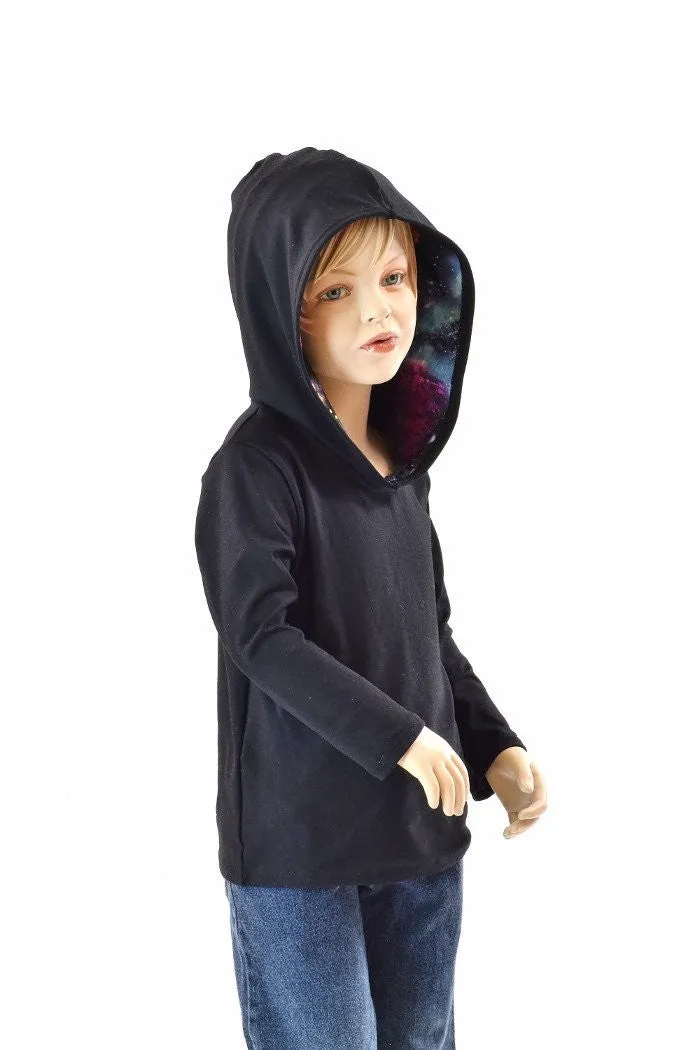 Childrens Black Soft Knit Galaxy Hoodie