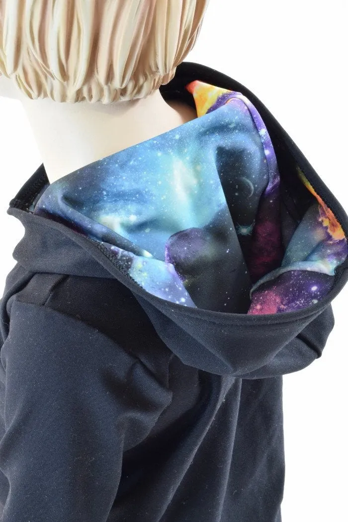 Childrens Black Soft Knit Galaxy Hoodie