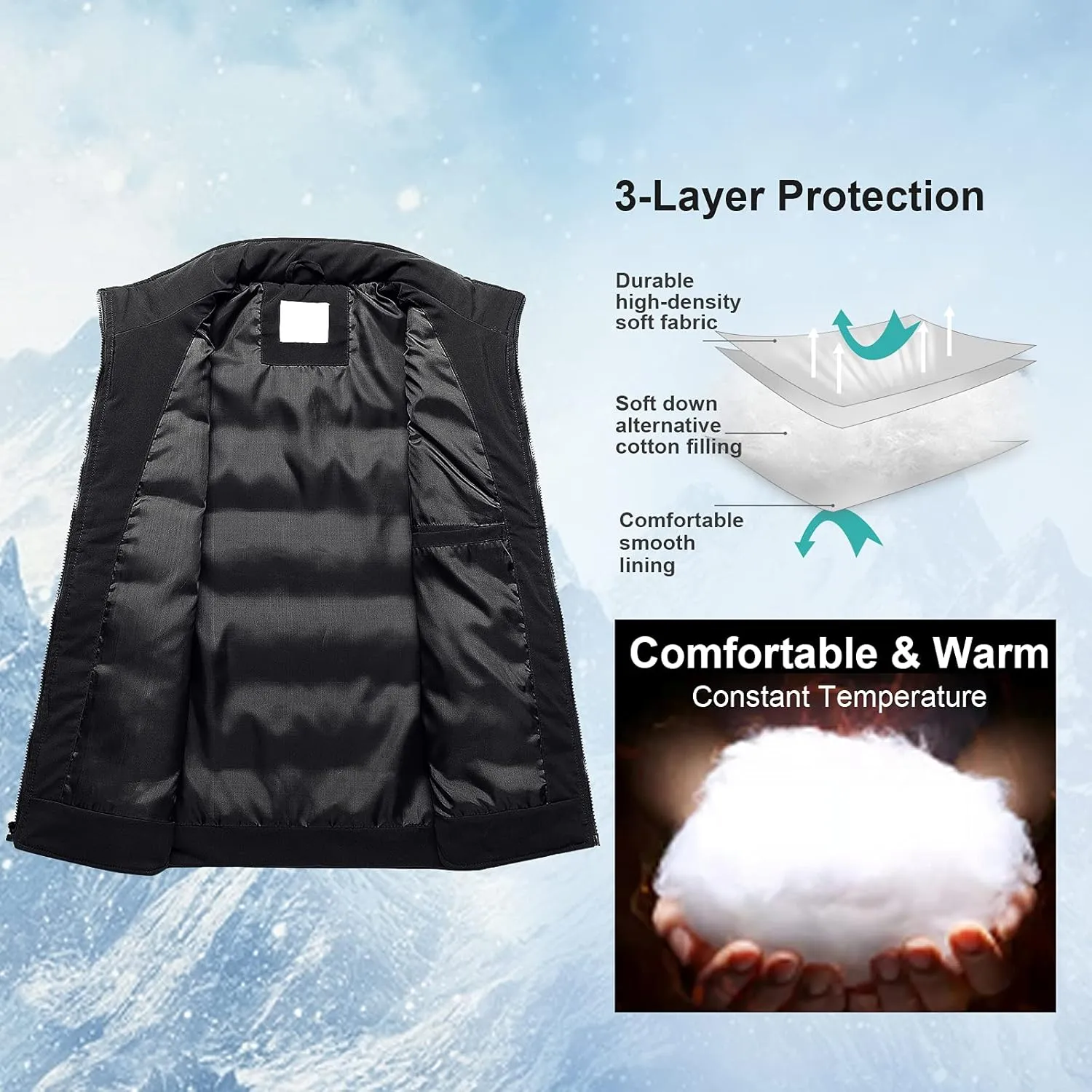 Chrisuno Women's Winter Vests Outerwear Lightweight Quilted Puffer Utility Vest