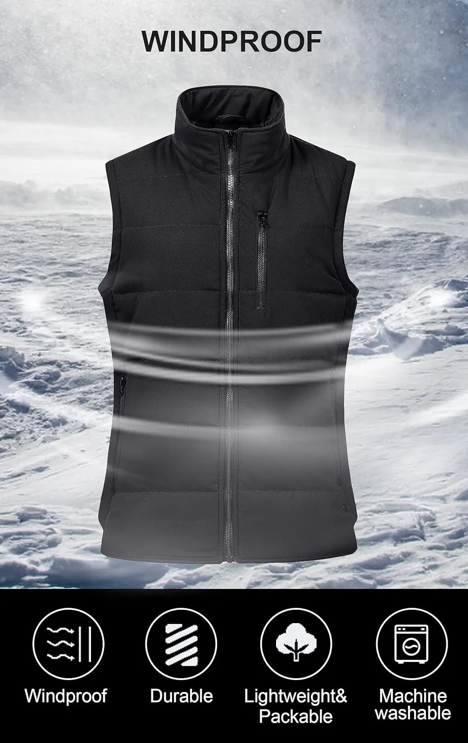 Chrisuno Women's Winter Vests Outerwear Lightweight Quilted Puffer Utility Vest