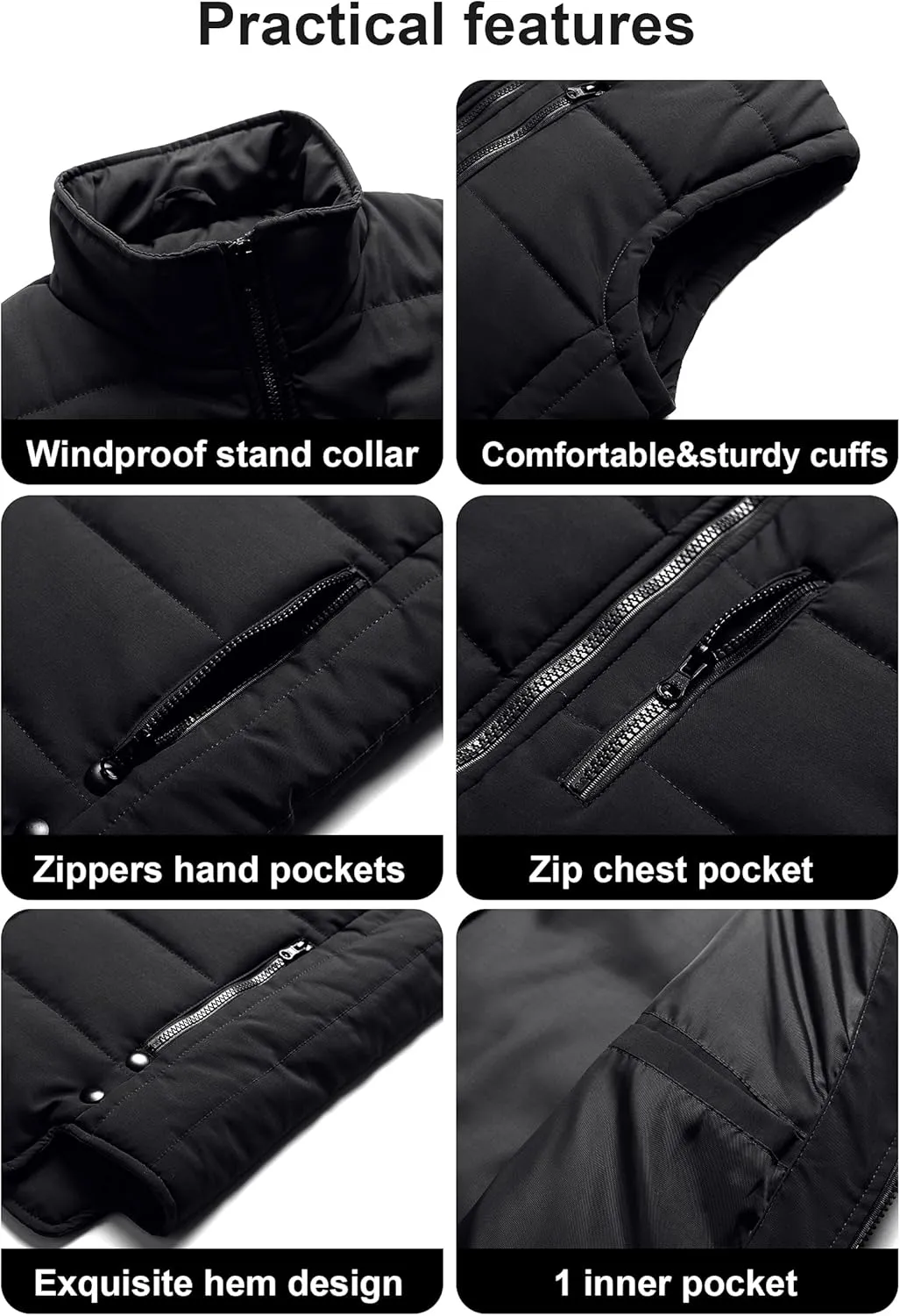 Chrisuno Women's Winter Vests Outerwear Lightweight Quilted Puffer Utility Vest